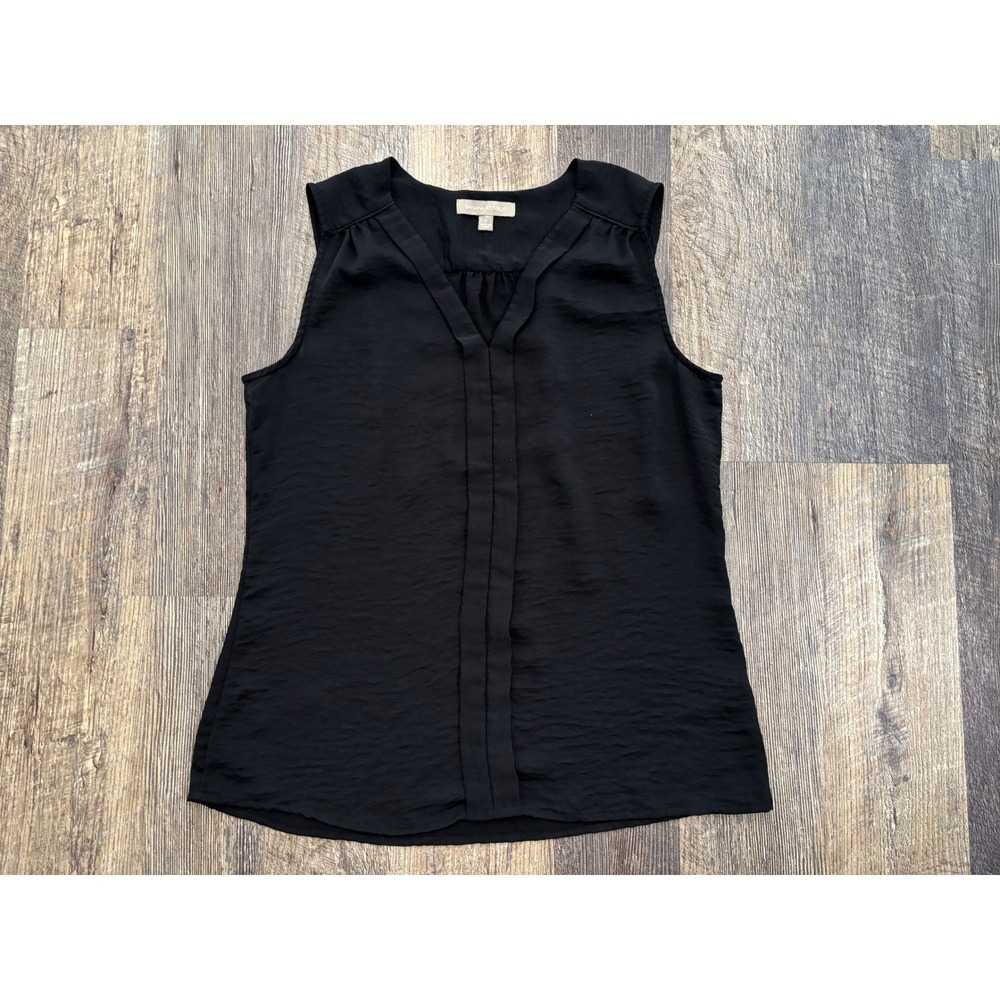 Banana Republic Black Sleeveless V-Neck Pleated Blouse Top Size 6